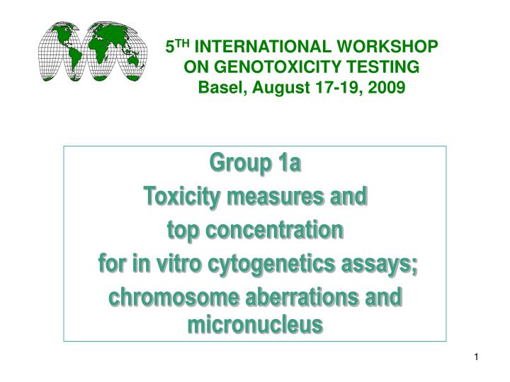 5 th international workshop on genotoxicity testing basel august 17 19 2009