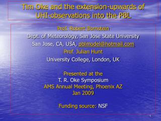Tim Oke and the extension-upwards of UHI-observations into the PBL
