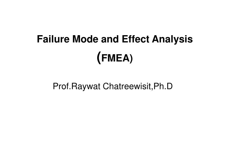 failure mode and effect analysis fmea