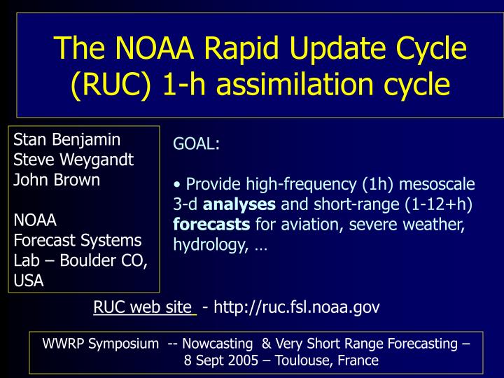 the noaa rapid update cycle ruc 1 h assimilation cycle