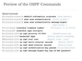 Preview of the OSPF Commands