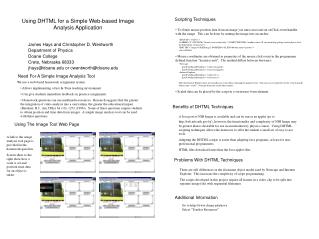 Using DHTML for a Simple Web-based Image Analysis Application