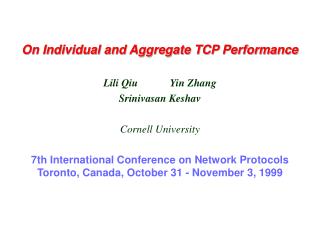 On Individual and Aggregate TCP Performance