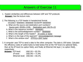 Answers of Exercise 11