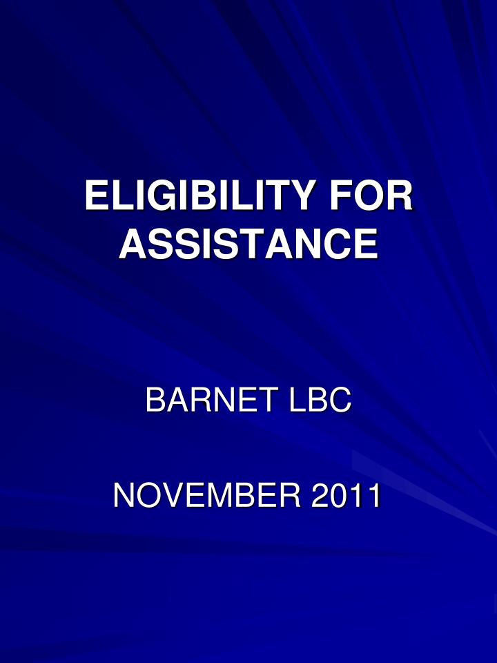 eligibility for assistance