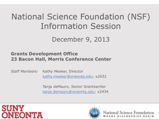 national science foundation nsf information session december 9 2013