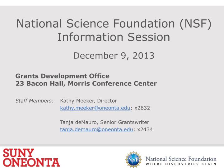 national science foundation nsf information session december 9 2013