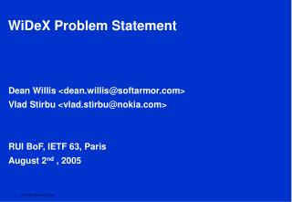 WiDeX Problem Statement