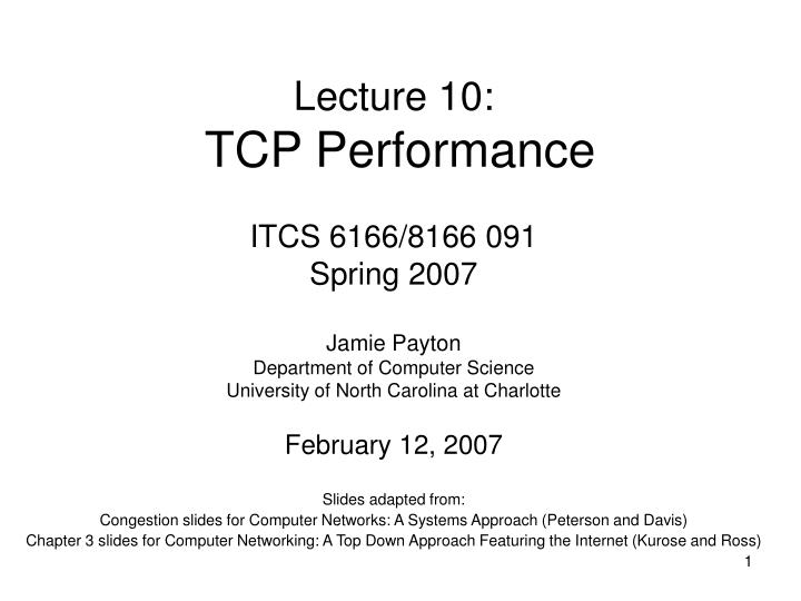 lecture 10 tcp performance