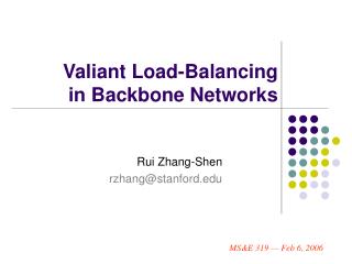 Valiant Load-Balancing in Backbone Networks