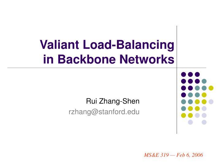 valiant load balancing in backbone networks