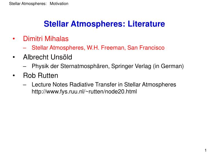 stellar atmospheres literature