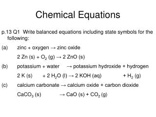 Chemical Equations