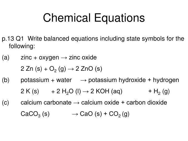 chemical equations