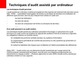 techniques d audit assist par ordinateur