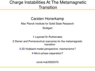 Charge Instabilities At The Metamagnetic Transition