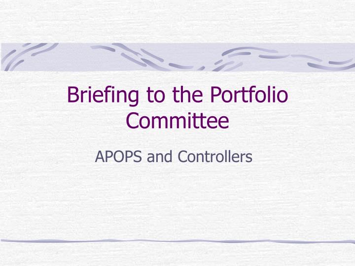 briefing to the portfolio committee