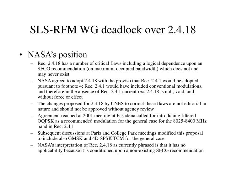 sls rfm wg deadlock over 2 4 18