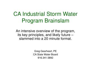 CA Industrial Storm Water Program Brainslam