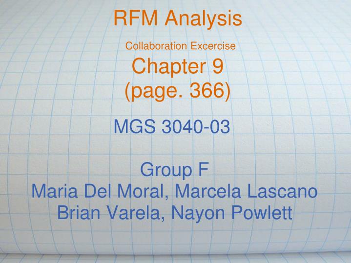 rfm analysis collaboration excercise chapter 9 page 366