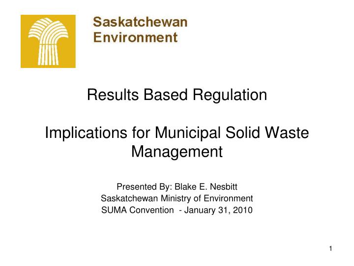 results based regulation implications for municipal solid waste management