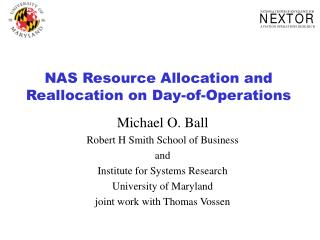 NAS Resource Allocation and Reallocation on Day-of-Operations