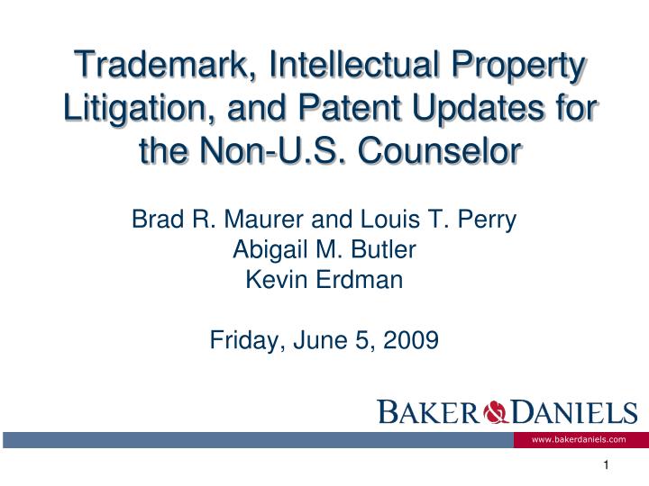 trademark intellectual property litigation and patent updates for the non u s counselor