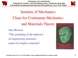 Institute of Mechanics Chair for Continuum Mechanics and Materials Theory