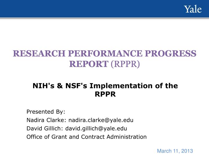 research performance progress report rppr