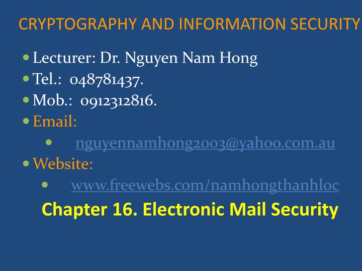 cryptography and information security