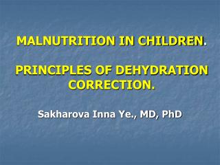 malnutrition in children principles of dehydration correction