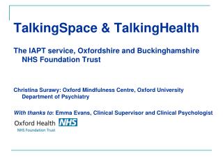 TalkingSpace &amp; TalkingHealth