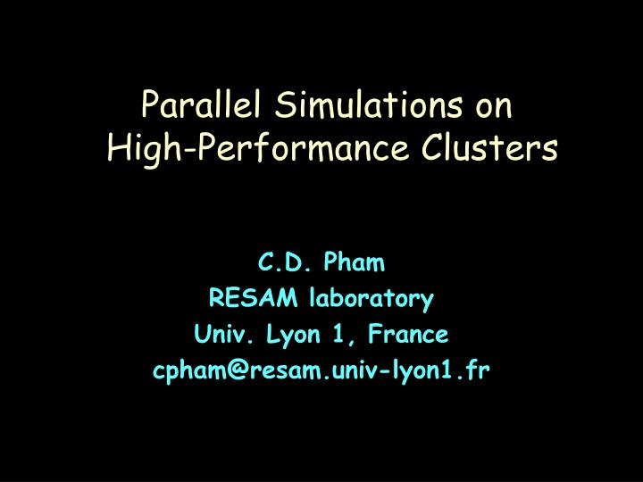 parallel simulations on high performance clusters