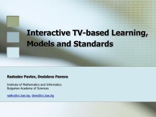 Interactive TV-based Learning, Models and Standards