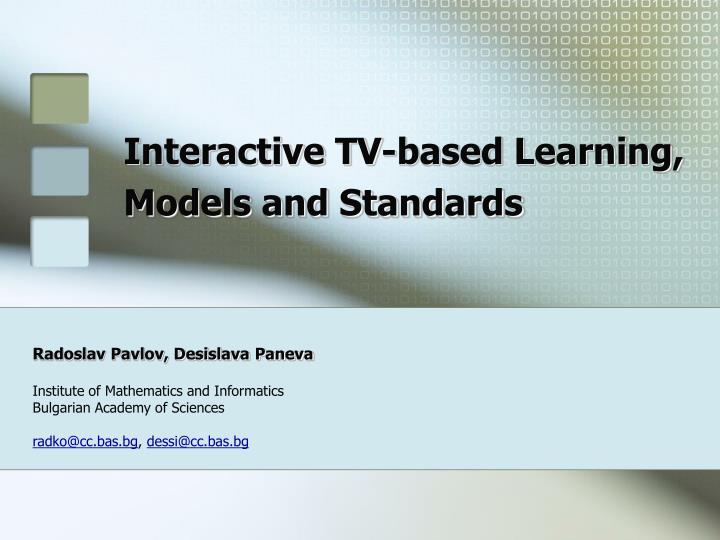 interactive tv based learning models and standards
