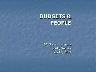 BUDGETS &amp; PEOPLE NC State University Faculty Senate Feb 10, 2009