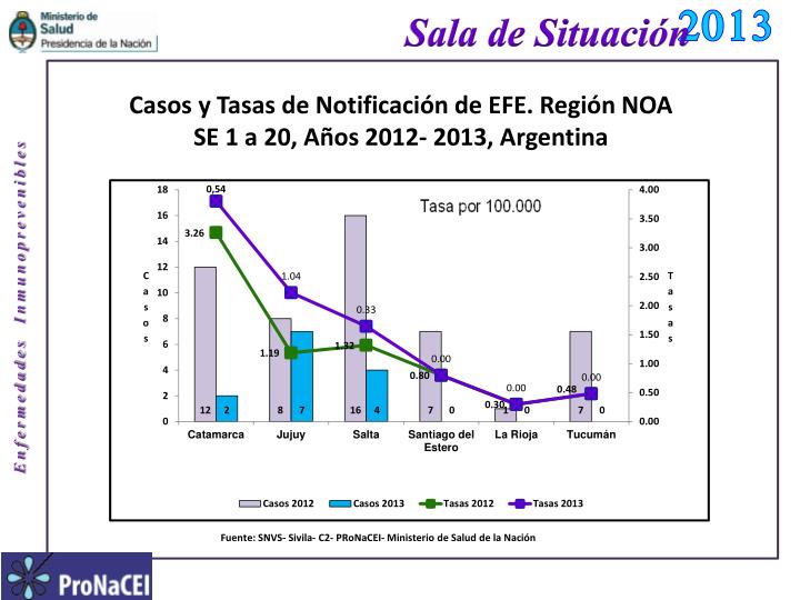 casos y tasas de notificaci n de efe regi n noa se 1 a 20 a os 2012 2013 argentina