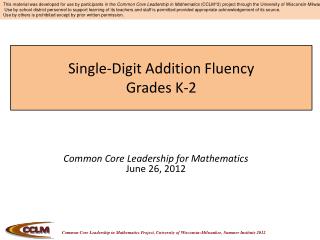 Single-Digit Addition Fluency Grades K-2
