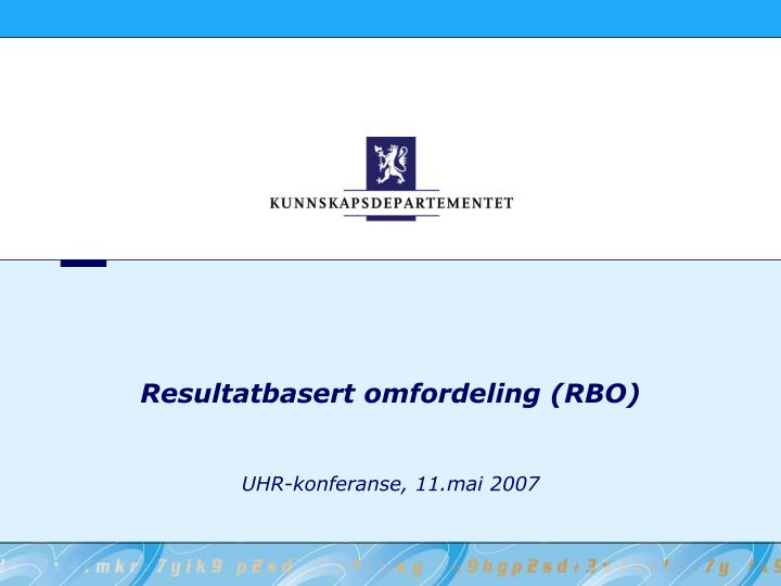 resultatbasert omfordeling rbo