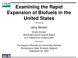Examining the Rapid Expansion of Biofuels in the United States