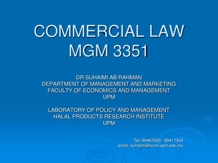 commercial law mgm 3351