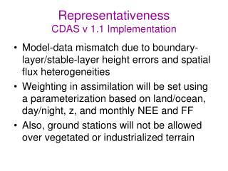 Representativeness CDAS v 1.1 Implementation