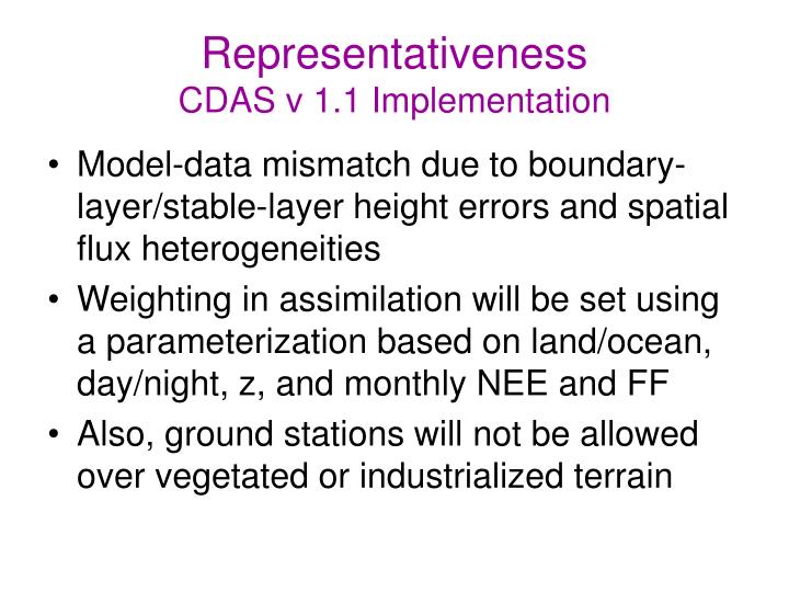 representativeness cdas v 1 1 implementation