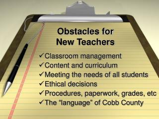 Obstacles for New Teachers