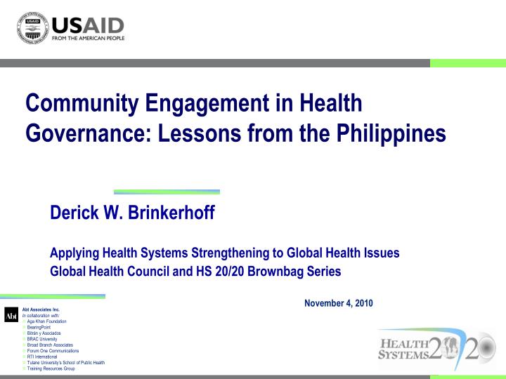 community engagement in health governance lessons from the philippines