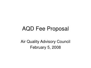 AQD Fee Proposal