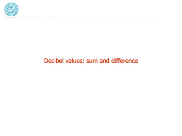 decibel values sum and difference
