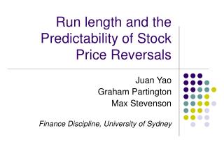 Run length and the Predictability of Stock Price Reversals