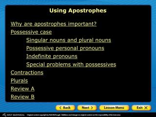 Using Apostrophes