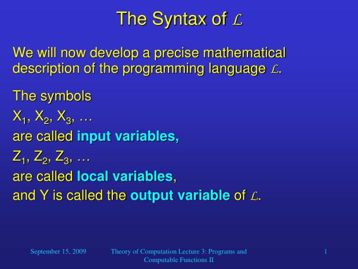 the syntax of l